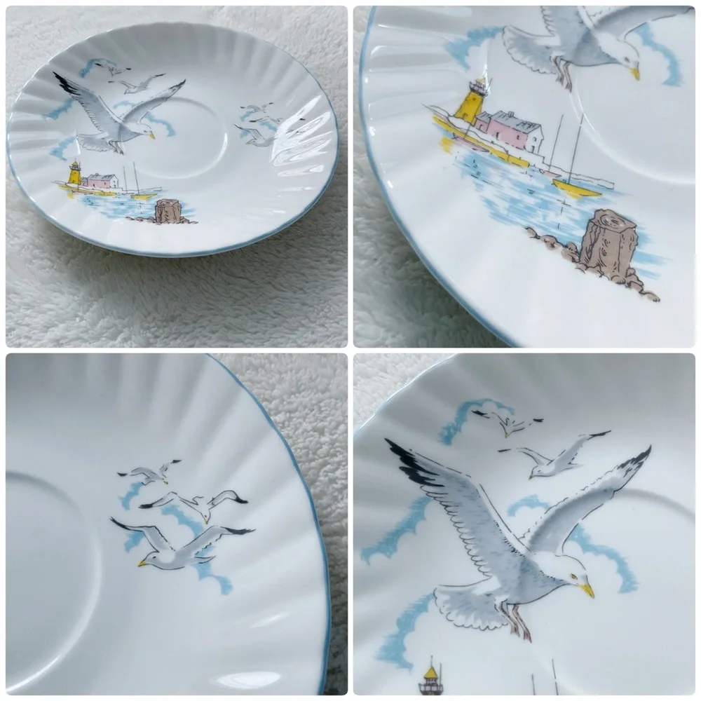 Queen’s Rosina Seagull Fluted Cup & Saucer England